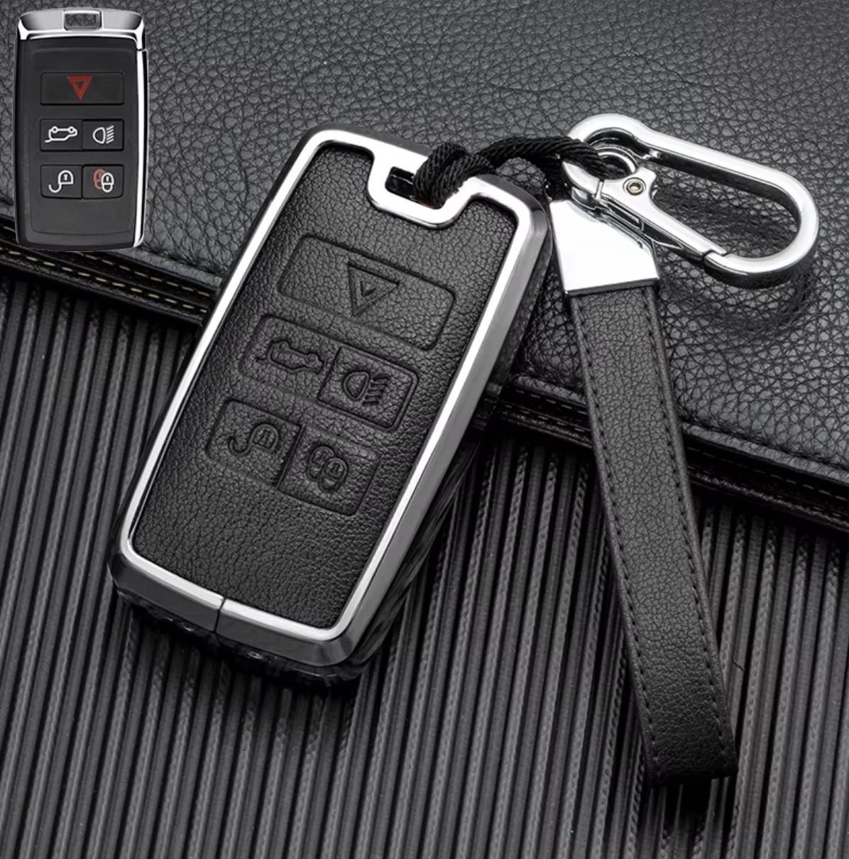 Customizable Leather & Aluminum Key Fob Cover Set for Land Rover and Jaguar - Kollen US