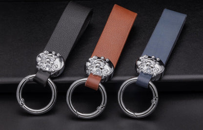 Customized Luxury Leather Keychains - Good luck leaf clover - Kollen US