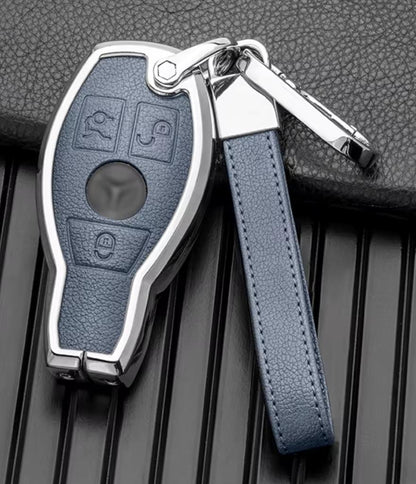 Customizable Leather & Aluminum Key Fob Cover with Keychain for Mercedes - Benz / AMG - Kollen US
