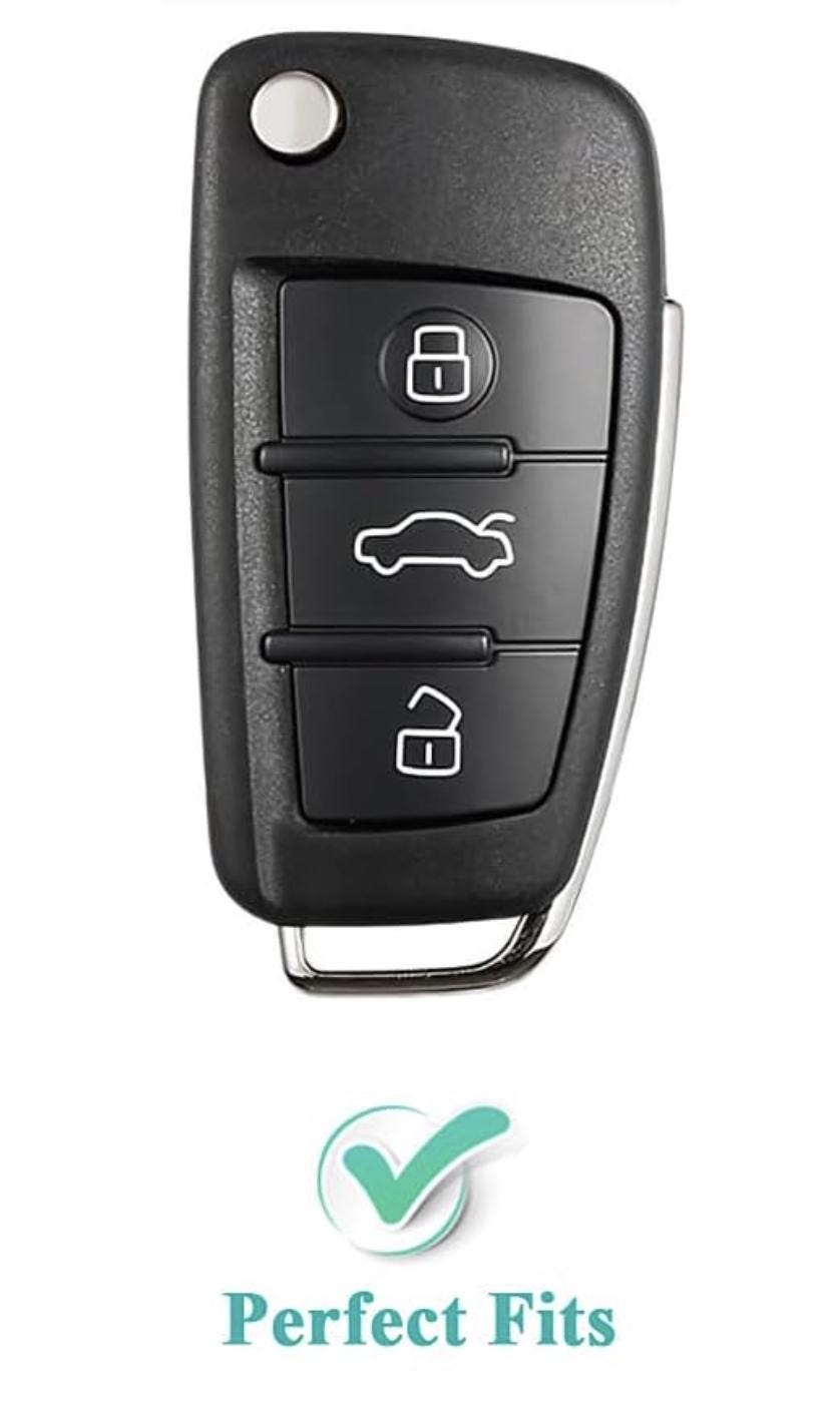 Customizable Leather & Aluminum Key Fob Cover with Keychain for Audi (Flip key) - Kollen US