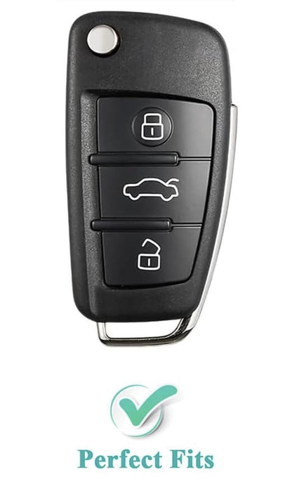 Customizable Leather & Aluminum Key Fob Cover with Keychain for Audi (Flip key) - Kollen US