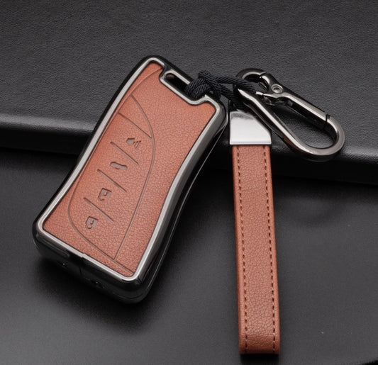 For Lexus - customizable Leather Key Fob Cover with Aluminum Shell & Keychain
