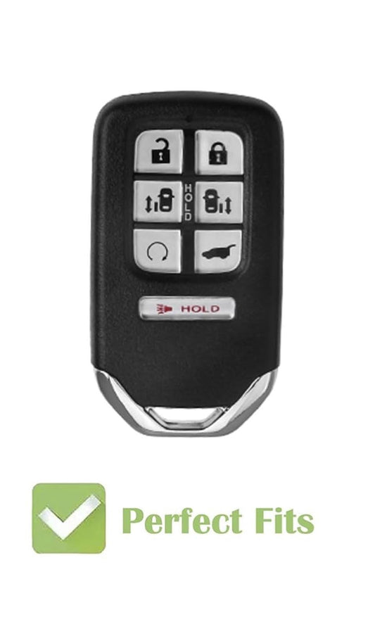 Customizable key fob cover in Leather & Aluminum with Keychain set for Honda (7 - Button) - Kollen US