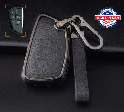 for GMC/Hummer EVCustomizable Full Keychain Leather & Aluminum Key Fob Cover (SUV) - Kollen US