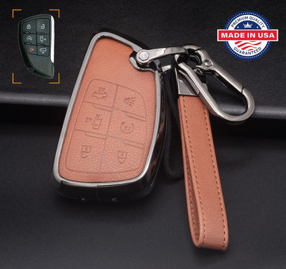 for GMC/Hummer EVCustomizable Full Keychain Leather & Aluminum Key Fob Cover (SUV) - Kollen US