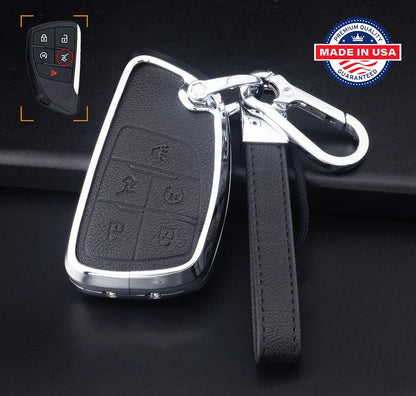 For GMC Chevy Buick Honda EV (SUV) Acura zdx - Customizable Leather & Aluminum Key Fob Cover with Keychain - Kollen US