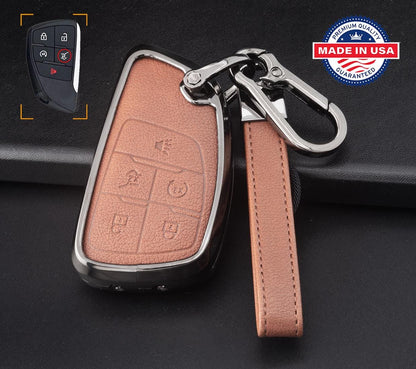 For GMC Chevy Buick Honda EV (SUV) Acura zdx - Customizable Leather & Aluminum Key Fob Cover with Keychain - Kollen US