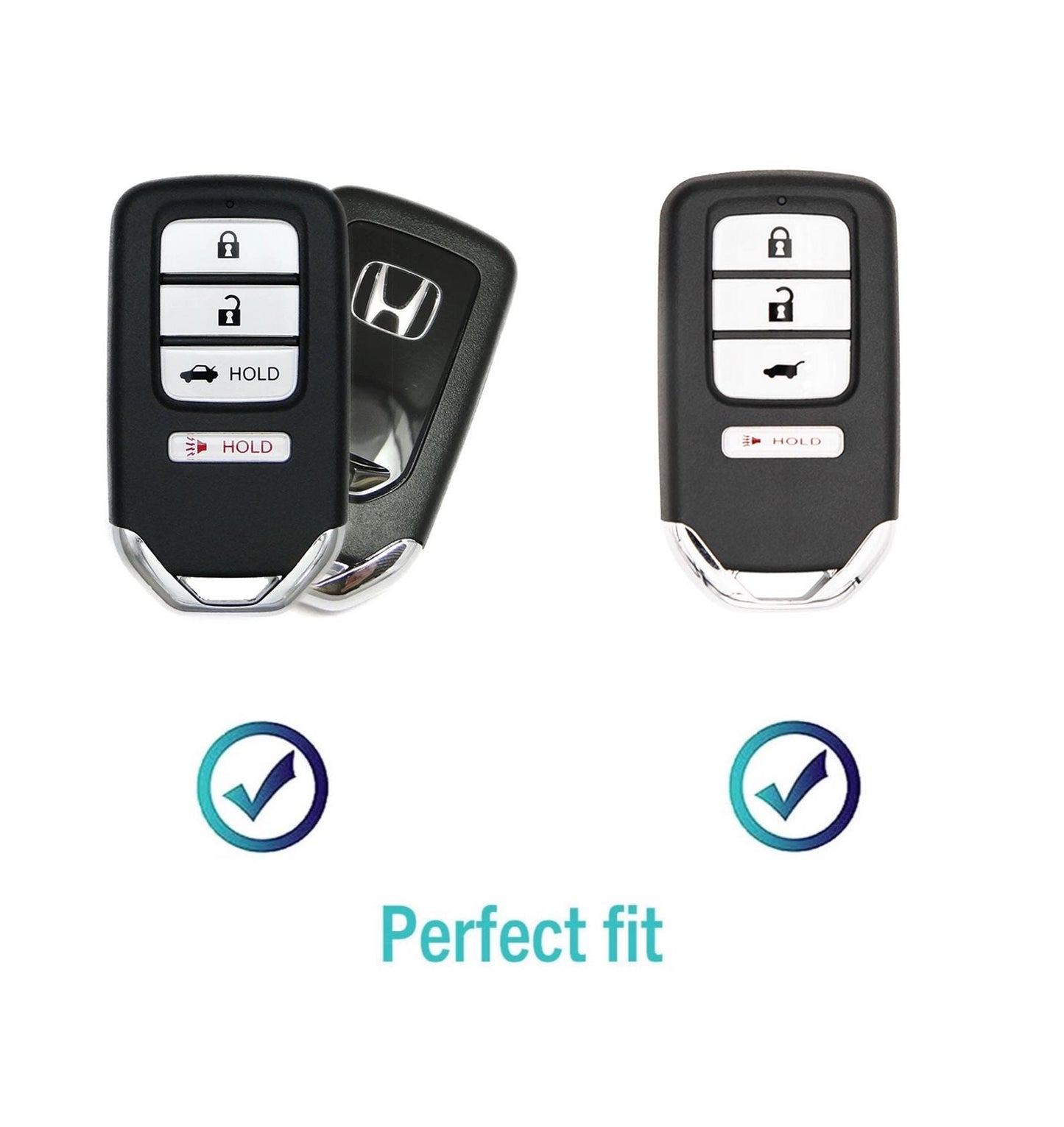 Customizable Leather & Aluminum Key Fob Cover Keychain Protector for Honda (B - 4 - Button) - Kollen US