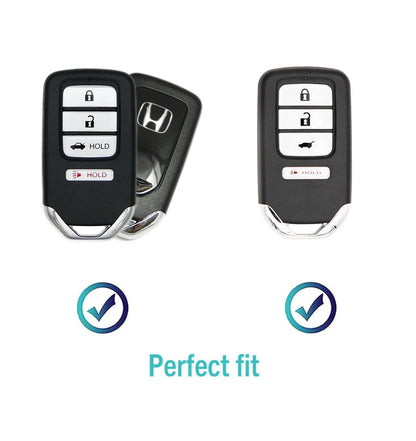 Customizable Leather & Aluminum Key Fob Cover Keychain Protector for Honda (B - 4 - Button) - Kollen US