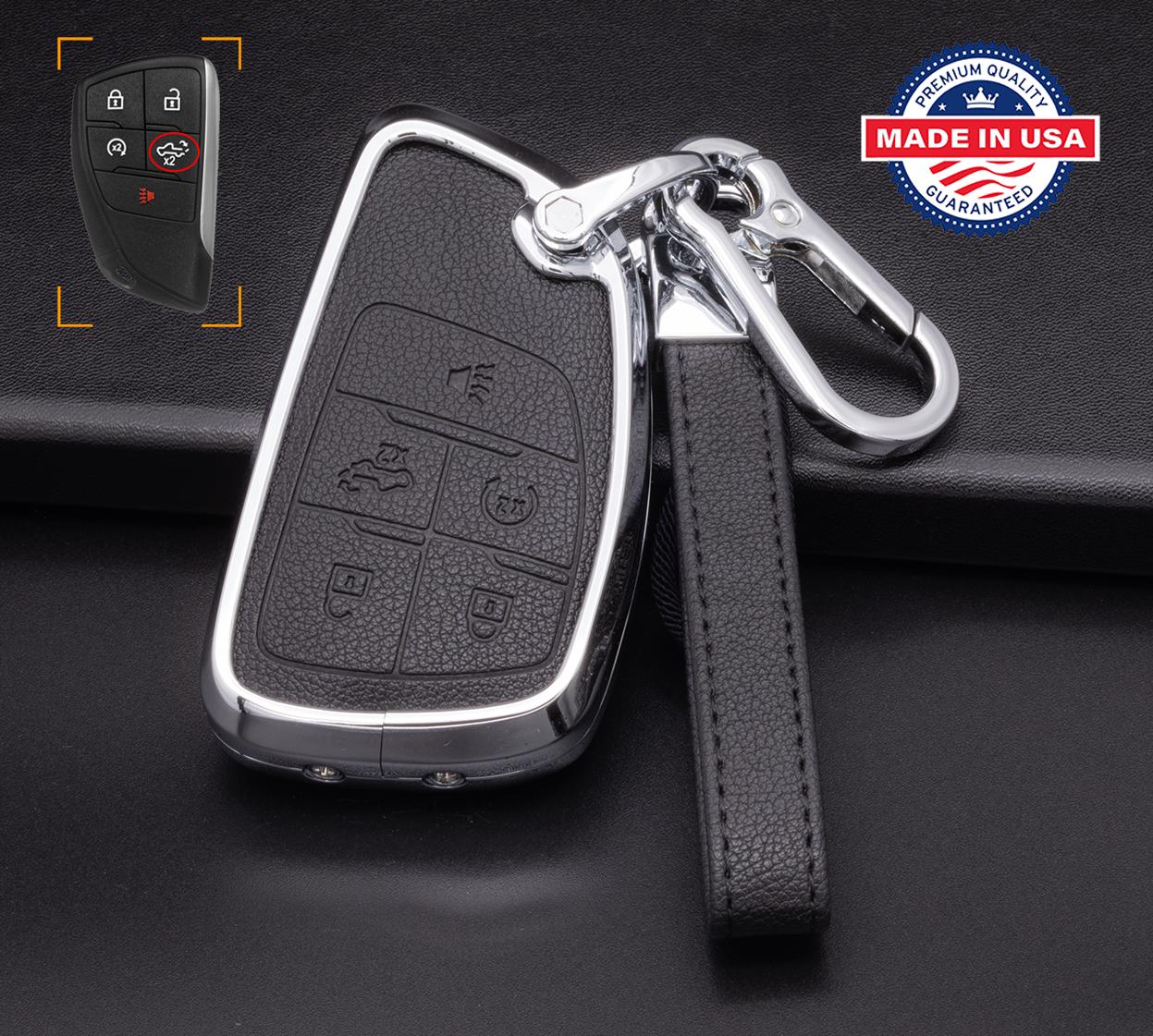 For GMC/Chevy Pickup version - Customizable Leather Key Fob Cover with Aluminum Shell & Keychain (Truck) - Kollen US