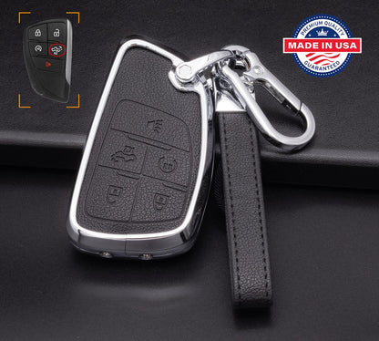 For GMC/Chevy Pickup version - Customizable Leather Key Fob Cover with Aluminum Shell & Keychain (Truck) - Kollen US