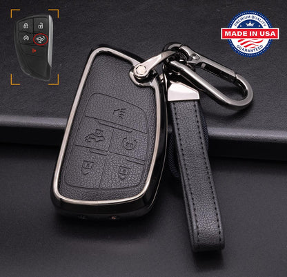 For GMC/Chevy Pickup version - Customizable Leather Key Fob Cover with Aluminum Shell & Keychain (Truck) - Kollen US