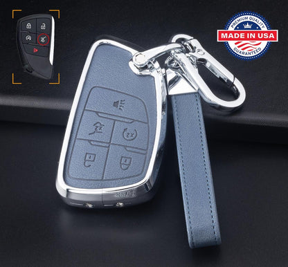 For GMC Chevy Buick Honda EV (SUV) Acura zdx - Customizable Leather & Aluminum Key Fob Cover with Keychain - Kollen US
