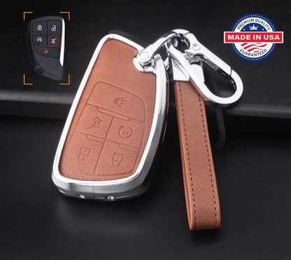 For GMC Chevy Buick Honda EV (SUV) Acura zdx - Customizable Leather & Aluminum Key Fob Cover with Keychain - Kollen US