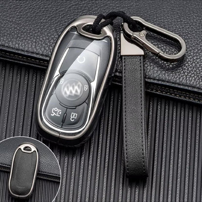 Customizable Leather & Aluminum Key Fob Cover with Keychain for Buick - Kollen US