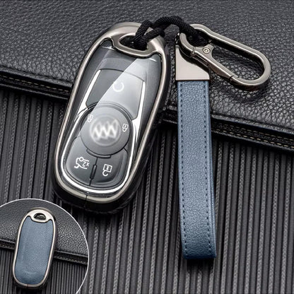 Customizable Leather & Aluminum Key Fob Cover with Keychain for Buick - Kollen US
