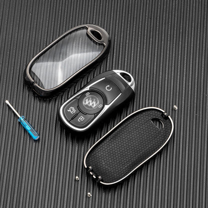 Customizable Leather & Aluminum Key Fob Cover with Keychain for Buick - Kollen US