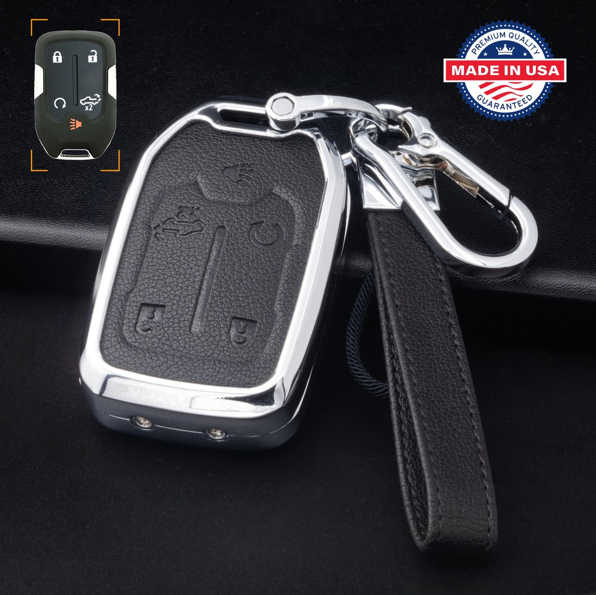 For GMC/Chevy Truck/SUV - Customizable Leather Key Fob Cover with Aluminum Shell & Keychain - Kollen US