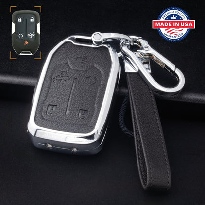For GMC/Chevy Truck/SUV - Customizable Leather Key Fob Cover with Aluminum Shell & Keychain - Kollen US