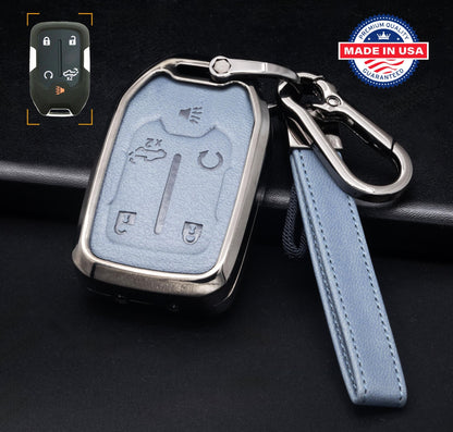 For GMC/Chevy Truck/SUV - Customizable Leather Key Fob Cover with Aluminum Shell & Keychain - Kollen US