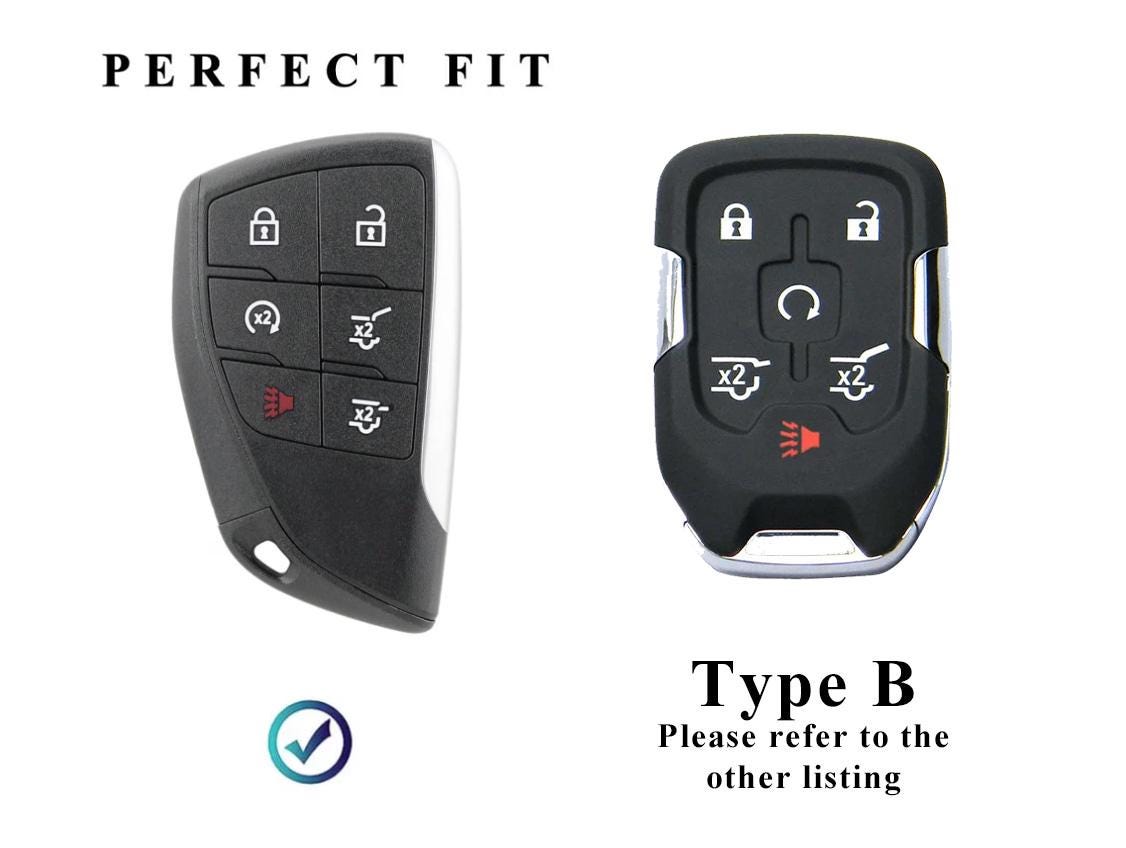 For GMC/Chevy - Customizable Leather Key Fob Cover with Aluminum Shell & Keychain (6 - Button) - Kollen US