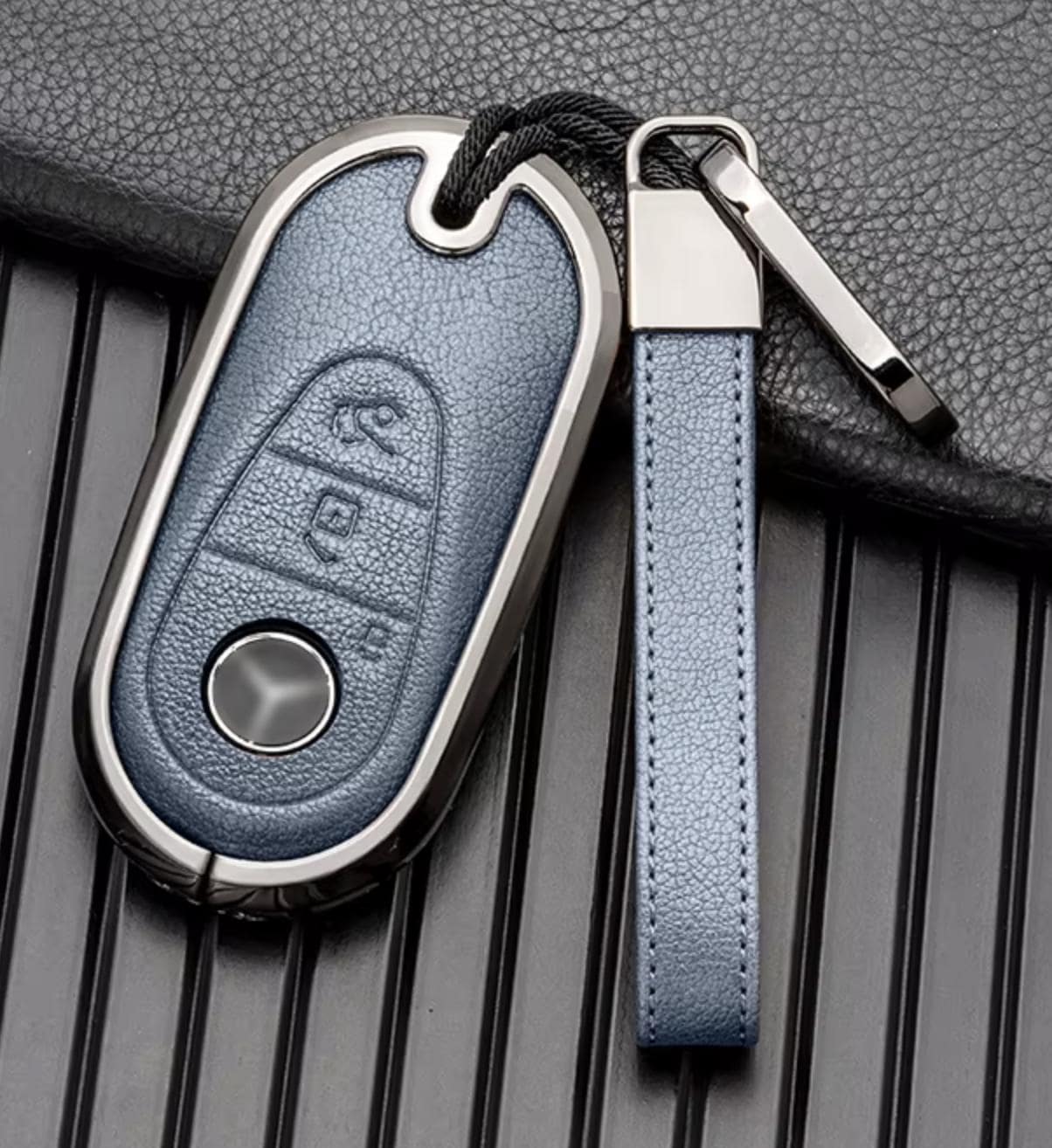 For Mercedes - Benz - customizable Leather Key Fob Cover with Aluminum Shell & Keychain - Kollen US