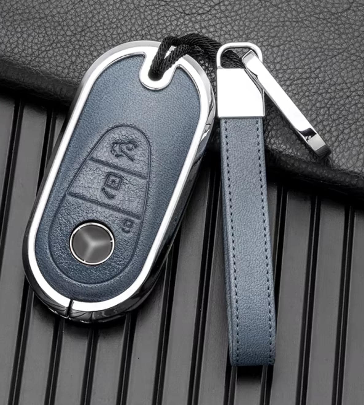 For Mercedes - Benz - customizable Leather Key Fob Cover with Aluminum Shell & Keychain - Kollen US