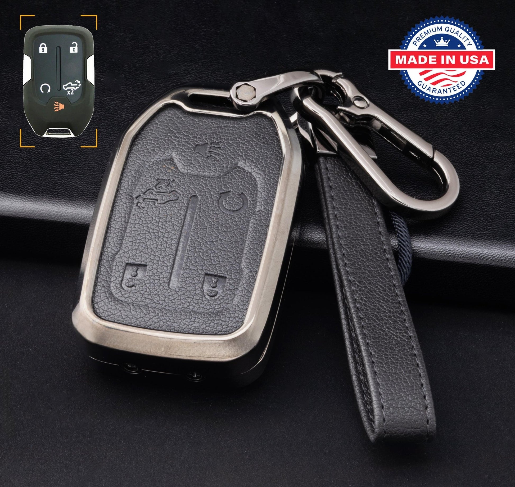 For GMC/Chevy Truck/SUV - Customizable Leather Key Fob Cover with Aluminum Shell & Keychain - Kollen US