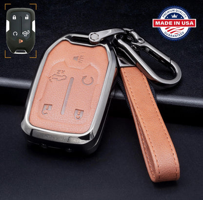 For GMC/Chevy Truck/SUV - Customizable Leather Key Fob Cover with Aluminum Shell & Keychain - Kollen US