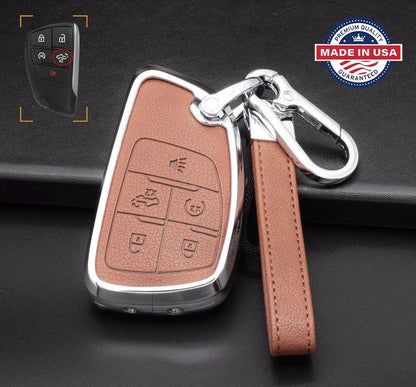 For GMC/Chevy Pickup version - Customizable Leather Key Fob Cover with Aluminum Shell & Keychain (Truck) - Kollen US