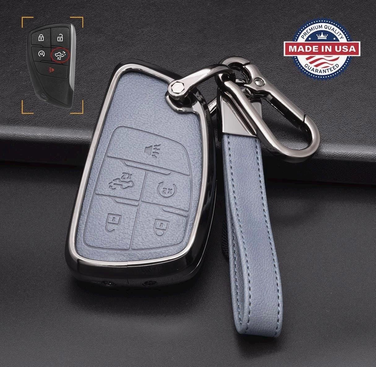 For GMC/Chevy Pickup version - Customizable Leather Key Fob Cover with Aluminum Shell & Keychain (Truck) - Kollen US