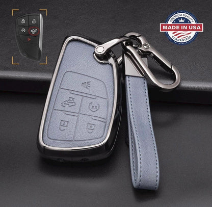 For GMC/Chevy Pickup version - Customizable Leather Key Fob Cover with Aluminum Shell & Keychain (Truck) - Kollen US