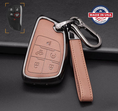 For GMC/Chevy Pickup version - Customizable Leather Key Fob Cover with Aluminum Shell & Keychain (Truck) - Kollen US