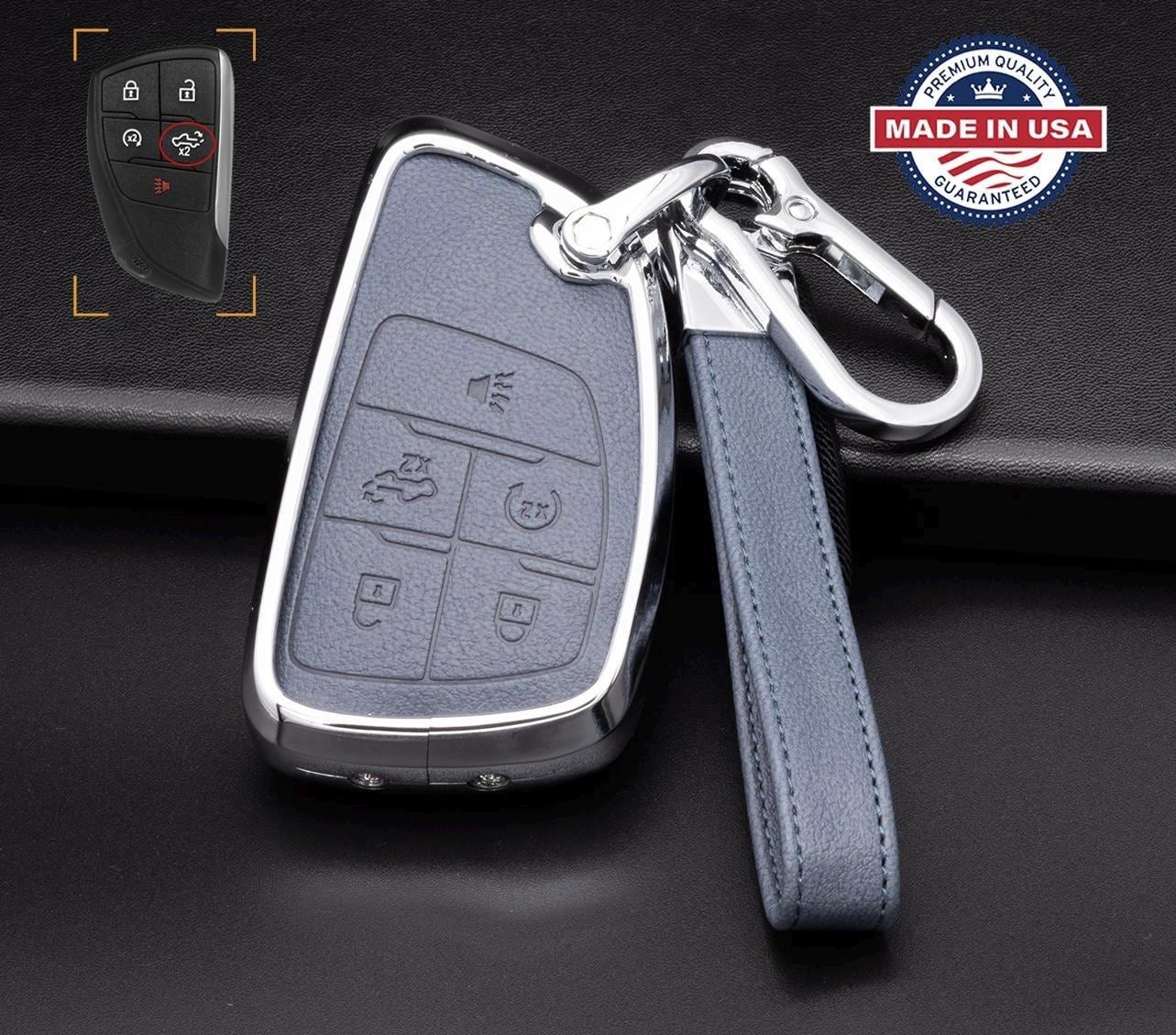 For GMC/Chevy Pickup version - Customizable Leather Key Fob Cover with Aluminum Shell & Keychain (Truck) - Kollen US