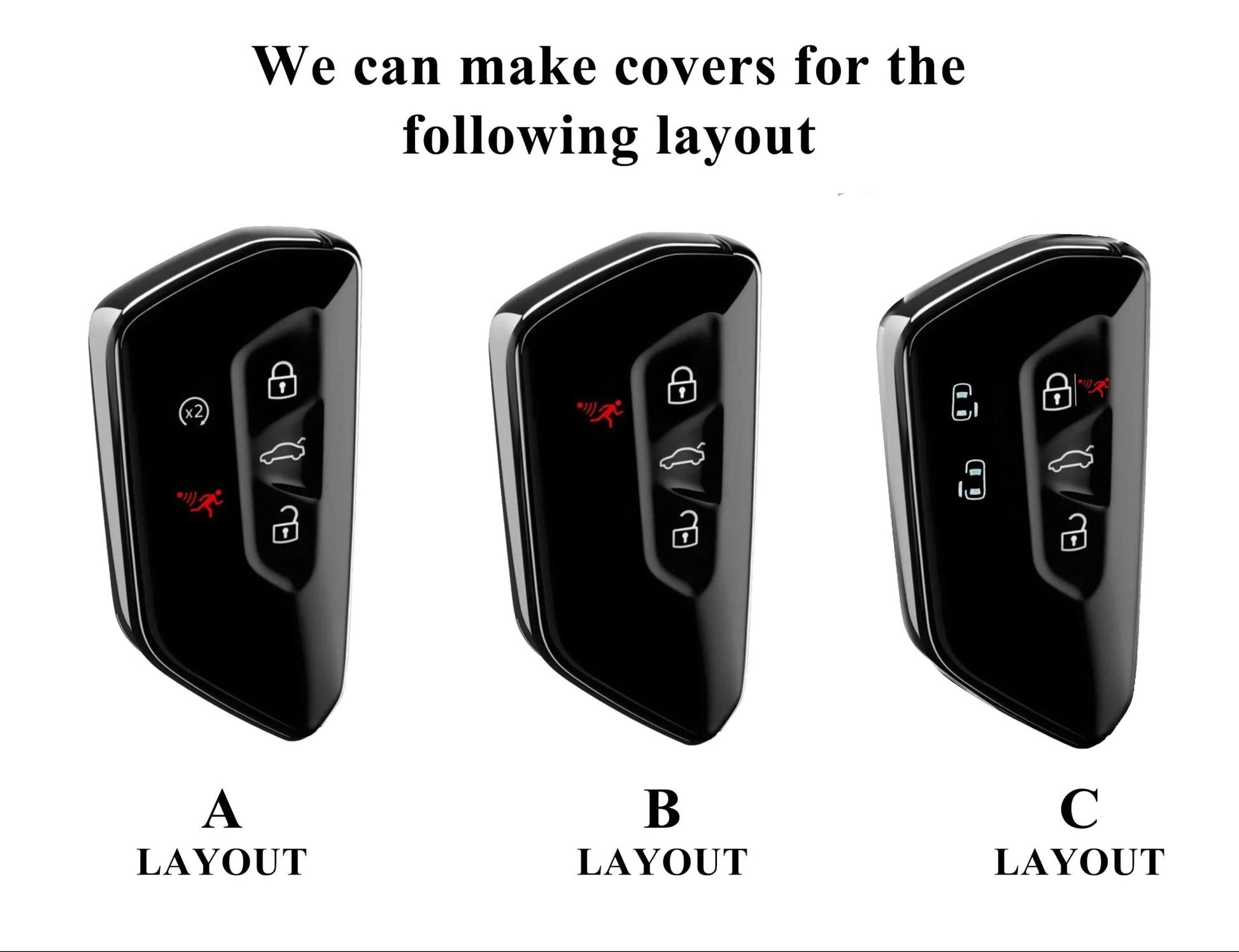 For VW Volkswagen - Customizable Leather & Aluminum Key Fob Cover with Keychain (5 - button) - Kollen US