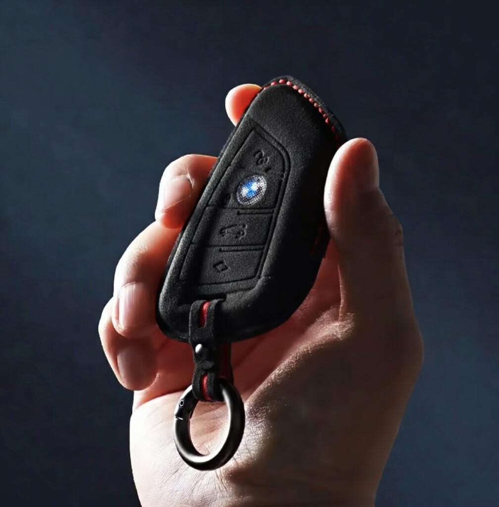 For BMW - Alcantara Leather Key Fob Cover with Keychain - Kollen US
