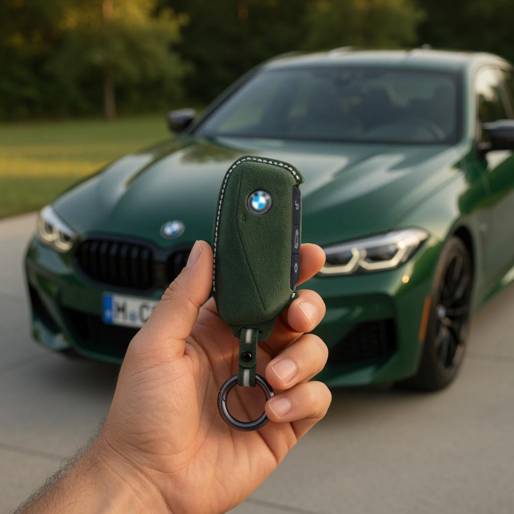 For BMW - Alcantara Leather Key Fob Cover with Keychain - Kollen US