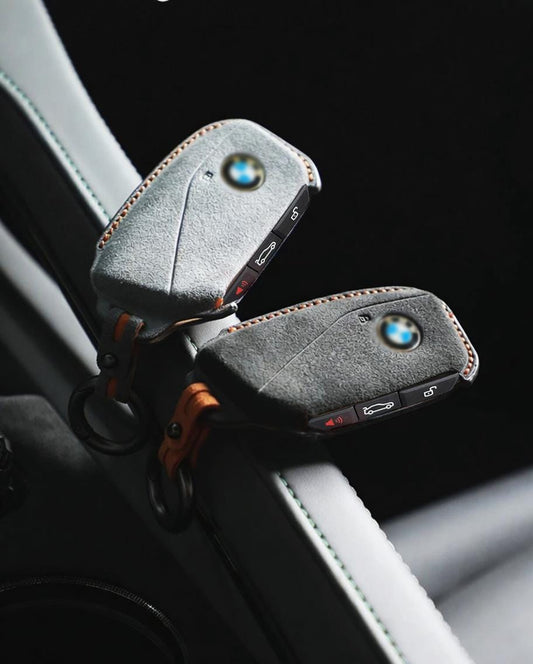 For BMW - Alcantara Leather Key Fob Cover with Keychain