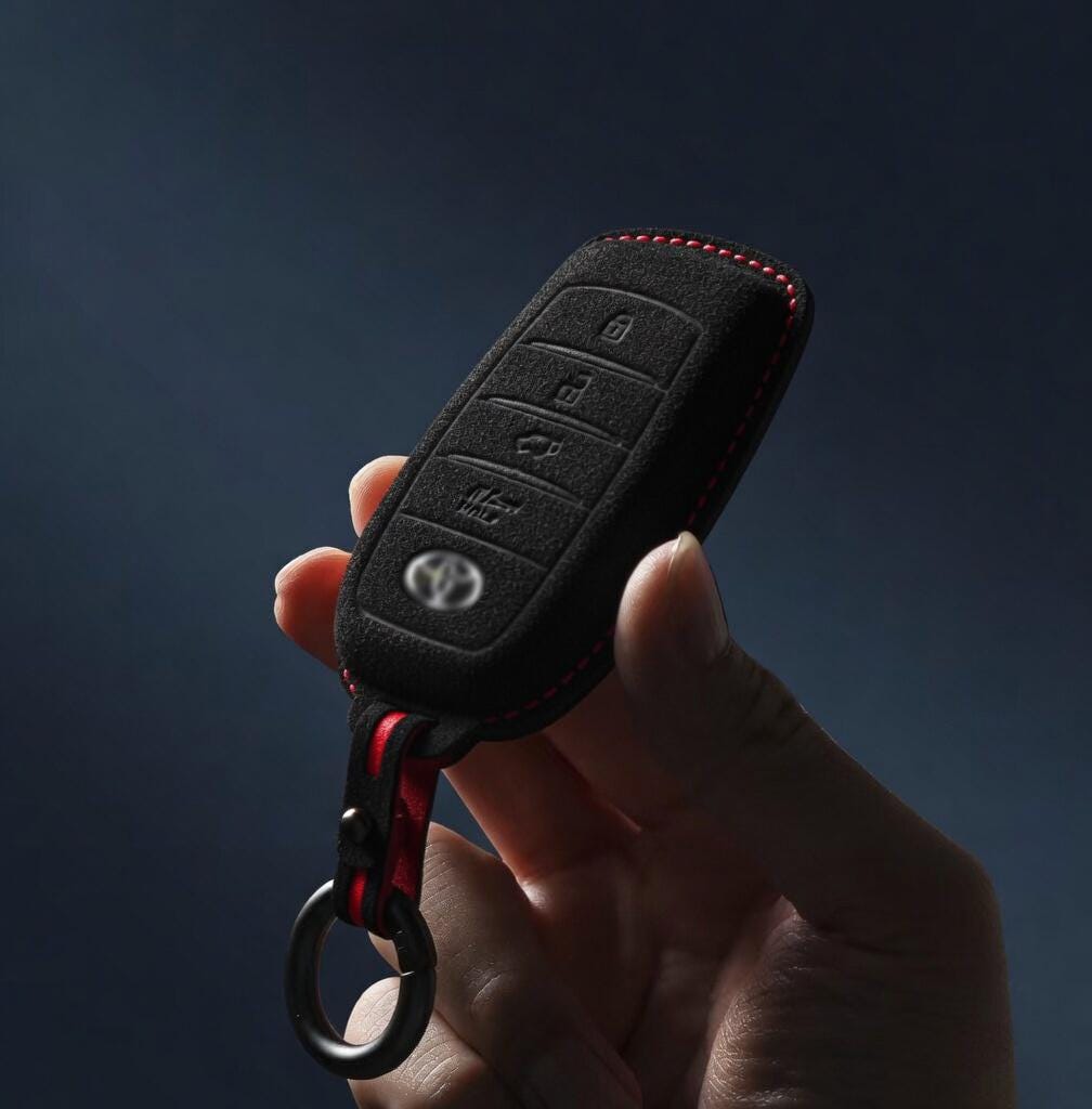 For Toyota - Alcantara Leather Key Fob Cover with Keychain (4 - button) - Kollen US
