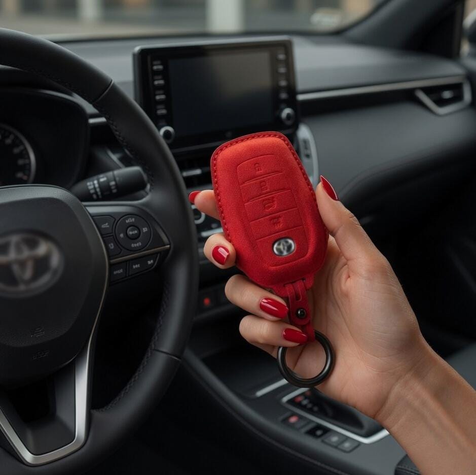 For Toyota - Alcantara Leather Key Fob Cover with Keychain (4 - button) - Kollen US