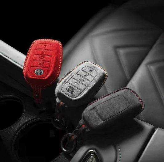 For Toyota  - Alcantara Leather Key Fob Cover with Keychain (4-button)