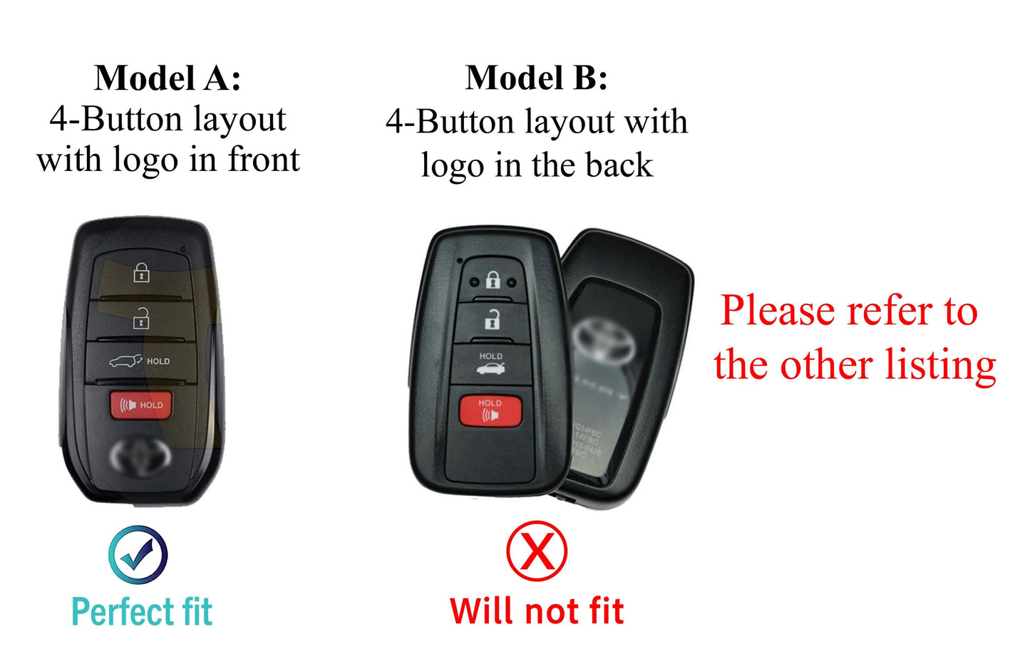 Customizable leather key fob cover with aluminum shell and keychain for Toyota, featuring 4-button design by Mestiere Coriaceo.