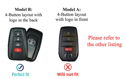 Leather key fob cover with aluminum shell and keychain for Toyota, customizable 4-button keychain by Mestiere Coriaceo.