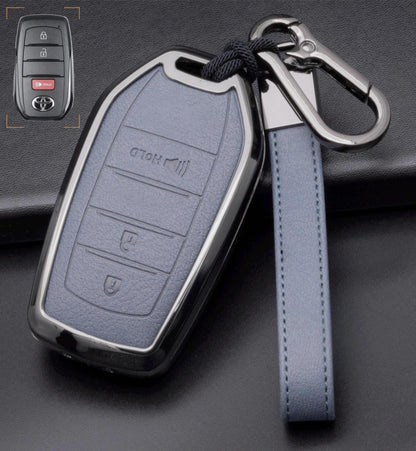 Kollen US 3-button Toyota key fob cover for Corolla, Highlander, Tacoma, showing durable black silicone material.