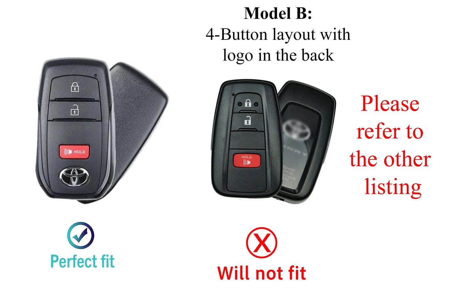 Kollen US 3-button Toyota key fob cover for Corolla, Highlander, Tacoma, with durable material and precise button openings.