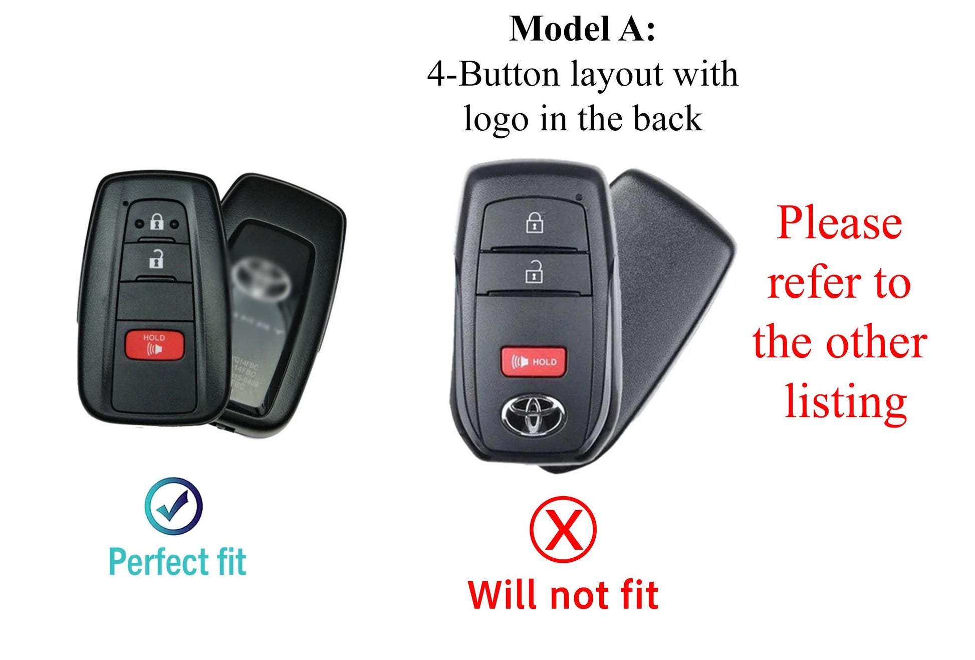 Leather and aluminum Toyota key fob cover with 3-button design and keychain, customizable by Mestiere Coriaceo.
