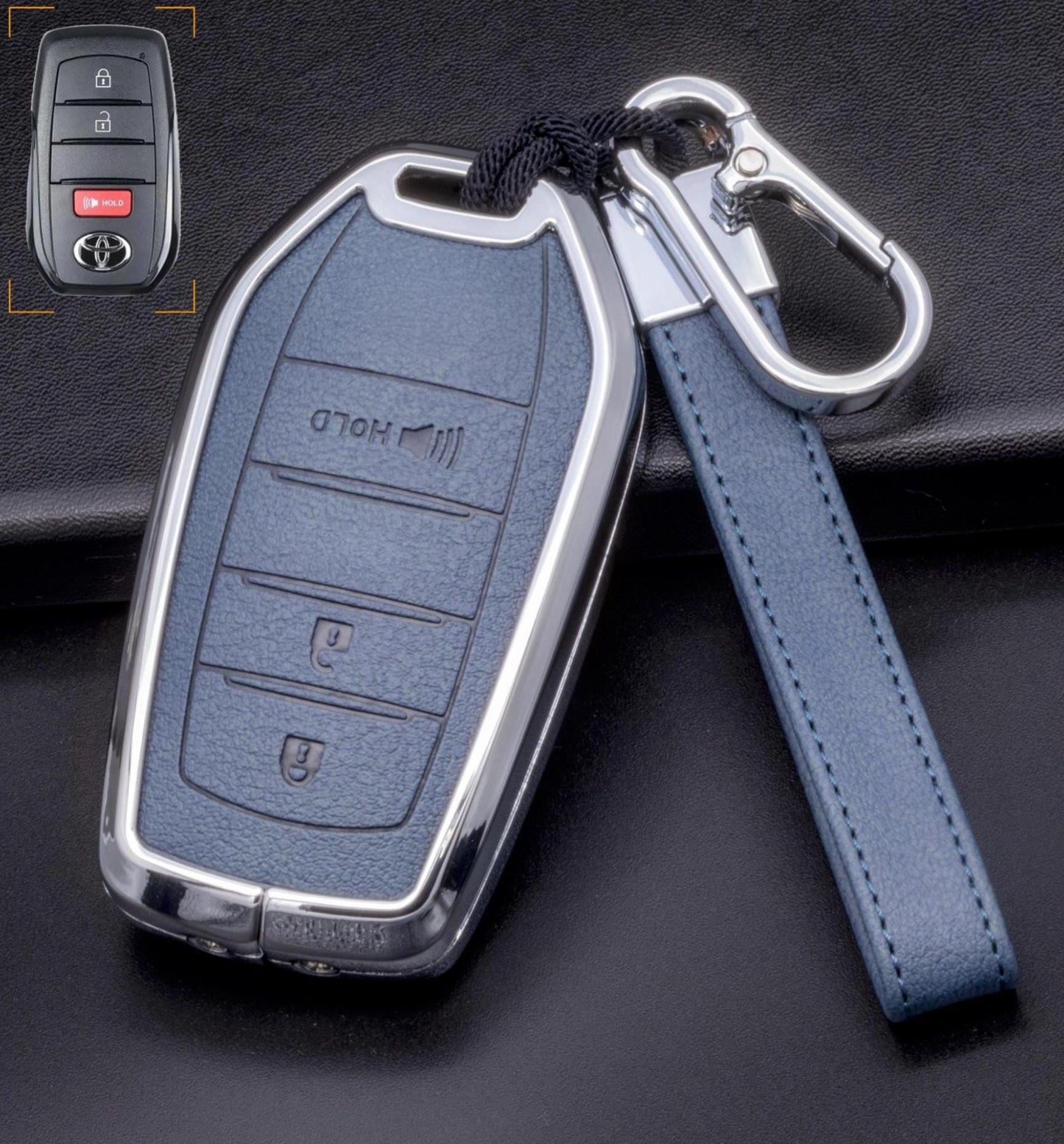 Kollen US Toyota key fob cover for 3-button models, fits Corolla, Highlander, Tacoma, with a sleek protective design.