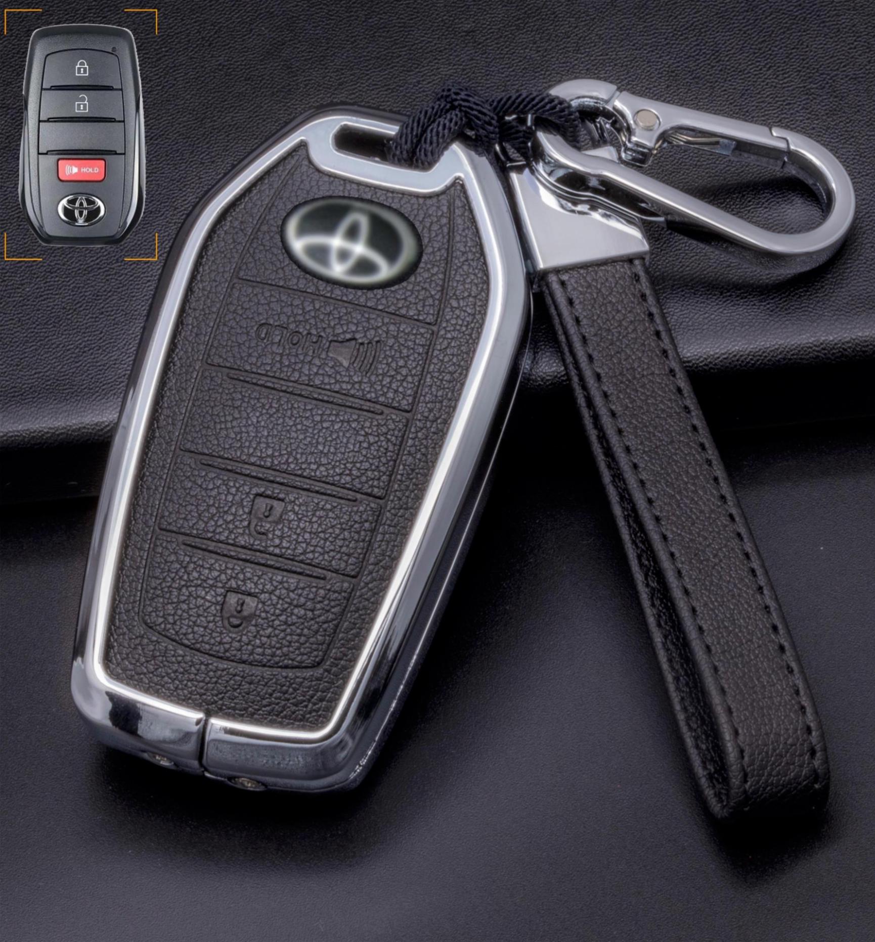 Kollen US Toyota key fob cover with 3 buttons, designed for Corolla, Highlander, and Tacoma vehicle keychains.