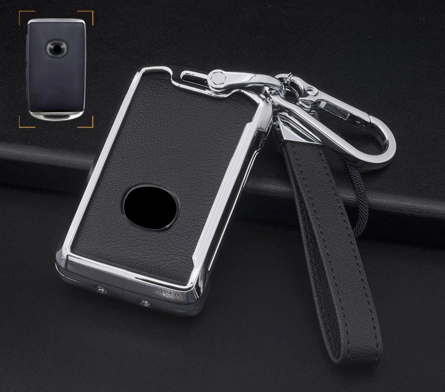 Kollen US Mazda key fob cover set with leather and aluminum, includes keychain, designed for Mazda car key protection.
