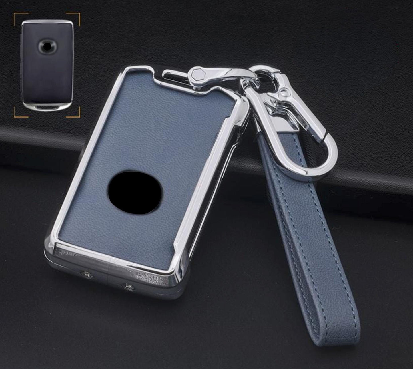 Mazda key fob cover set with leather and aluminum accents, includes keychain, designed by Kollen US.